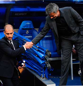 Pep y Mou. El saludo más esperado
