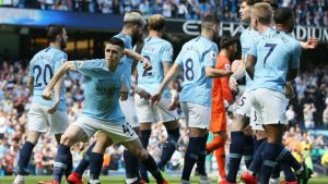 Phil Foden celebra el único tanto del partido Phil Foden celebra el único tanto del partido