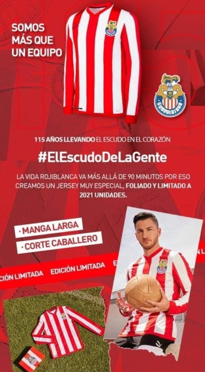 Playera Conmemorativa Chivas 115 Jersey 115 Años ML Profesional