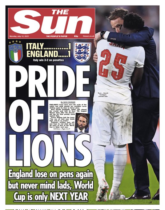 Tristeza en Inglaterra: Así son las portadas de los diarios ingleses más  importantes - Futbol Sapiens
