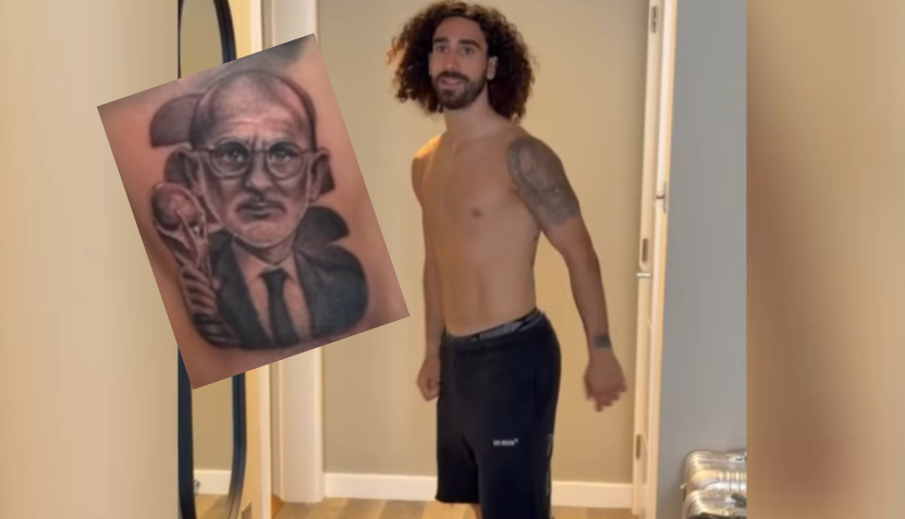 ¡Lo amas o lo odias! Cucurella se tatuó la cara de su entrenador por ganar el Mundial